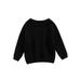 Canrulo Infant Baby Girl Boy Knit Sweater Solid Color Oversized Crewneck Warm Pullover Sweatshrit Fall Winter Tops Black 3-6 Months