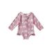 Bebiullo Toddler Girls One Piece Swimsuit Print Ruffle Trim Rash guard Swimwear Long Sleeve Bathing Suit for Kids Pink Purple 3-4 Years