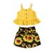 Infant Baby Girl Clothes Baby Girl 2PCS Outfits Sleeveless Suspender Tops Floral Shorts Set Baby Girls Summer Outfits Yellow 6-9 Months