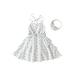 Canrulo Toddler Baby Girls Clothes Layer Dot Sleeveless Sling Dress Ruffle Dress with Headband Set White 4-5 Years