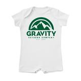 Gravity Outdoor Co. Water-Based Jersey T-Romper - White/Green Ink - Newborn