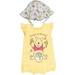 Disney Winnie the Pooh Infant Baby Girls Snap Romper and Bucket Sun Hat Newborn to Infant