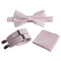 Mens Pre-tied Bow Tie Adjustable Stretch Suspender and Pocket Square Sets