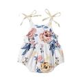 TheFound Toddler Infant Baby Girls Jumpsuits Cute Flower Print Bow Lace-Up Casual Suspender Romper Bodysuit Sunsuit