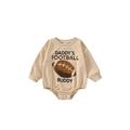 LWXQWDS Infant Baby Girl Boy Football Sweatshirt Romper Funny Letter Long Sleeve One Piece Bodysuit Top Fall Clothes Khaki 12-18 Months