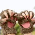 BJUTIR Cat S Claw Gloves Plush Half-Finger Bear S Paw Fingerless Gloves Cute Women Thick Halter Gloves Cartoon Warm Gloves Outdoor Accessories