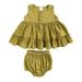 Zpanxa Infant Girls Tops Skirt Outfit Sets Toddler Girls Dress Cotton Linen Vest Skirt Leaf Petticoat Princess Skirt Bag Fart Pants Two-piece Little Girls Top Infant Skirt Set Green (9-12 Months)