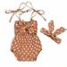 GRNSHTS Newborn Baby Girls Summer Floral Sleeveless Strap Bowknot Romper Bodysuit+Headband Outfits Set 12-18 Months