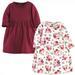 Hudson Baby Infant and Toddler Girl Cotton Long-Sleeve Dresses 2pk Fall Floral 2 Toddler