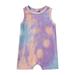 Newborn Summer Waffle Playsuit Unisex Toddler Baby Sleeveless Tie-dye Print Round Neck One-Piece Romper Jumpsuits