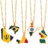 Collier pendentif carte pour femme cadeau de bijoux Inde Brésil Barbade Guyane République du