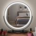 LVSOMT Vanity Makeup Mirror with Lights 3 Color Lighting Dimmable LED Mirror Touch Control 360Rotation High-Definition Large Round Lighted Up Mirror for Bedroom Table Desk (Black)