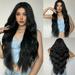 RightOn Black Wigs Long Wavy Wig for Women Curly Heat Resistant Hair Wigs 28 Cosplay Party with Wig Cap