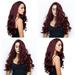 Follure Curly 25 For Women Wig Wavy Full Red Synthetic Long Wigs Wine Inches Natural wig