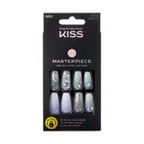 KISS Masterpiece One-Of-A-Kind Luxe Mani Long Length Premium Acrylic Fake Nails Style No.1 with Pink Gel Nail Glue Manicure Stick Mini File & 30 False Nails Including 12 Accent Nails