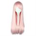 Unique Bargains Human Hair Wigs for Women 28 Pink Wigs with Wig Cap Long Hair