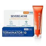 Acne Free Terminator 10 Acne Spot Treatment with Benzoyl Peroxide 10% Maximum Strength Acne Cream Treatment 1 Ounce - Pack Of 1