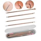 Happy Date 4Pcs Pimple Remover Tool Acne Cyst Tool Blackhead Remover Whitehead Pimple Extractor Pore Extractor Milia Treatment Extraction Tools for Beauticians