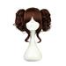 Unique Bargains Human Hair Wigs for Women Curly Wig with Wig Cap Shoulder Length 14 Brown