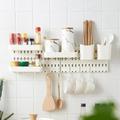 White Pegboard Wall Shelf Modular Hanging Plastic Peg Boards for Walls Craft Room Ornaments Display Nursery Storage Office Organization Garage Workbench