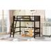 Twin Size Solid Wood Loft Bed with Wood Slats, Built-in Ladder and Guardrails, 79.5"L x 41.8"W x67.5"H