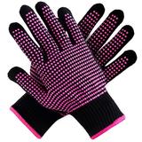 2 Pcs Heat Resistant Gloves with Silicone Bumps (New Upgraded ) Professional Heat Proof Glove Mitts for Hair Styling Curling Iron Wand Flat Iron Hot-Air Brushes Universal Fit Size