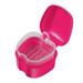 Wisfunlly Denture Bath Case Cup Box Holder Storage Soak Container with Strainer Basket for Travel Cleaning (Light Blueï¼ŒBlueï¼ŒPink Purpleï¼ŒWhite)