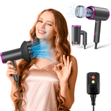 iFanze Ionic Hair Dryer 1875W Professional Foldable Blow Dryer Safety Upgraded Negative Ion Technolog 3 Heating/2 Speed/Cold Settings Contain 1 Nozzles and 1 Diffuser for Home Salon Travel Kids