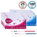 Wondfo - 100 Ovulation Test Strips and 25 Pregnancy Test Strips Kit - Rapid Test Detection for Home Self-Checking (100 LH + 25 HCG)