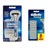 Gillette Sensor 3 Refill Razor Blade Catridges 8 count + Gillette Sensor Excel Razor