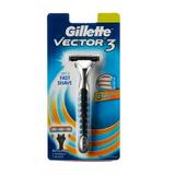 Gillette Vector 3 Razor Handle with 1 Refill Blade + 3 Count Eyebrow Trimmer