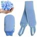Deago 3 Pcs Exfoliating Back Scrubber for Shower Korean Exfoliating Gloves Mitt for Body Exfoliation Bath Scrub Loofah Sponge Back Brush Washer Exfoliator for Men and Women (Blue)