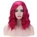 RightOn Hot Pink Wig Short Curly Bob Wig Hot Pink Wigs for Women Girls Beach Wave Wigs with Wig Cap