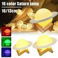 MTFun LED Saturn Lamp 16 Colors Galaxy Planet Lamp 5.1/6.3 LED Ambient Lamp with Stand 3D Saturn Light USB Rechargeable Bedside Night Light w/300mAh Battery & Remote Control for Kids