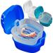 Travelwant Denture Bath Case Cup Box Holder Storage Soak Container Denture Cup with Strainer Basket Denture Bath Box False Teeth Storage Box for Travel Cleaning