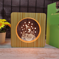 Snowman Led Night Light Solid Wood Low Energy Used Button Switch Soft Warm Light Creative Friends Gift Bedroom Home Decoration