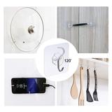 24 Packs Heavy Duty Wall Hook SUTENG Utility Self Adhesive Hook 22lbs Transparent No Scratch Waterproof Reusable Sticky Hook for Kitchen Bathroom Door Ceiling Home Decoration