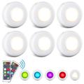 Elfeland Under Cabinet Lights Wireless Closet Lights 16 Color Changing LED Puck Lights Battery Operated Dimmable Puck Lights with Remote & Timing for Kitchen Cabinet and Closet (6 pack)