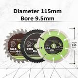 4-1/2 Circular Saw Blades Set 6pcs HSS/TCT/Diamond Blades for Wood Metal Plastic 3/8 inch Arbor