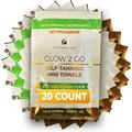 Tan Towel Glow2Go Original Self Tan Towelettes Sunless Tanning Towels XL for Quick Sun Glow on the Go Fair to Medium Half Body Self-Tanning Wipes 20 Pack