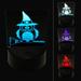 Owl with Witch Hat on Broom Halloween LED Night Light Sign 3D Illusion Desk Nightstand Lamp