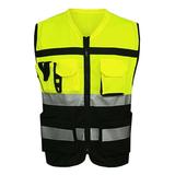 High Visibility Safety Vest Reflective Driving Jacket Night Security Waistcoat With Pockets For Work Run Sport Reflective Strips Vest Safety Security Visibility Work wear