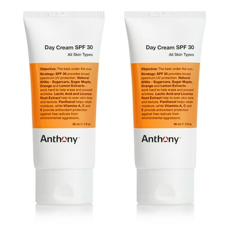 Anthony Day Cream SPF 30 Menâ€™s Face Moisturizer with Sunscreen â€“ Anti-aging Face Lotion and Broad-Spectrum Sunblock â€“ Lightweight Non-Comedogenic Formula for All Skin Types â€“ 3 Fl Oz Pack of 2