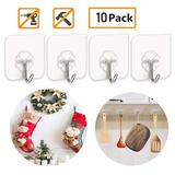 PENGXIANG 24 Pack Transparent 10KG per Sticky Hook Heavy Duty Load Nail Free No Scratch Seamless Sticky Wall Hooks Waterproof and Oilproof for Kitchen Wall Door Bathroom and Ceiling Hanger