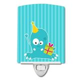 Caroline s Treasures BB8932CNL Birthday Monster Blue Ceramic Night Light 6x4x3 multicolor