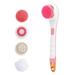 Electric Silicone Bath Brush Back Scrubber 4 Brush Heads USB Rechargeable Rotating Shower Massager with 2 Speeds Long Handle Body Cleansing Brush