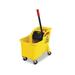 Rubbermaid Commercial Products 31 QT Tandem Mop Bucket and Wringer Combo on Wheels Yellow for Floor Cleaning/Wet Mopping