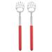 Unique Bargains 2 Pcs Extendable Bear Claw Stainless Steel Back Scratcher for Men and Women red