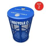 Witt Industries EXP-52NPBL-FTR 48-Gallon Expanded Metal Outdoor Recycling Receptacle Round 23 Diameter x 33 Height Blue (Pack of 2)