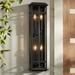 Possini Euro Design Metrix 30 High Farmhouse Rustic Rectangular Outdoor Wall Light Fixture Mount Porch 4-Light Black Glass Shade